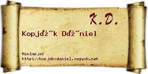 Kopják Dániel névjegykártya